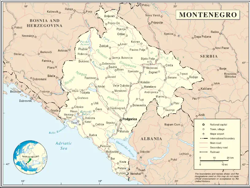 Where is Montenegro on the map