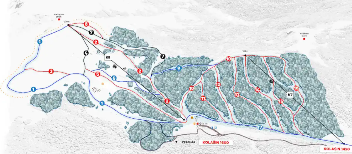 Skiing in Montenegro Kolasin ski map