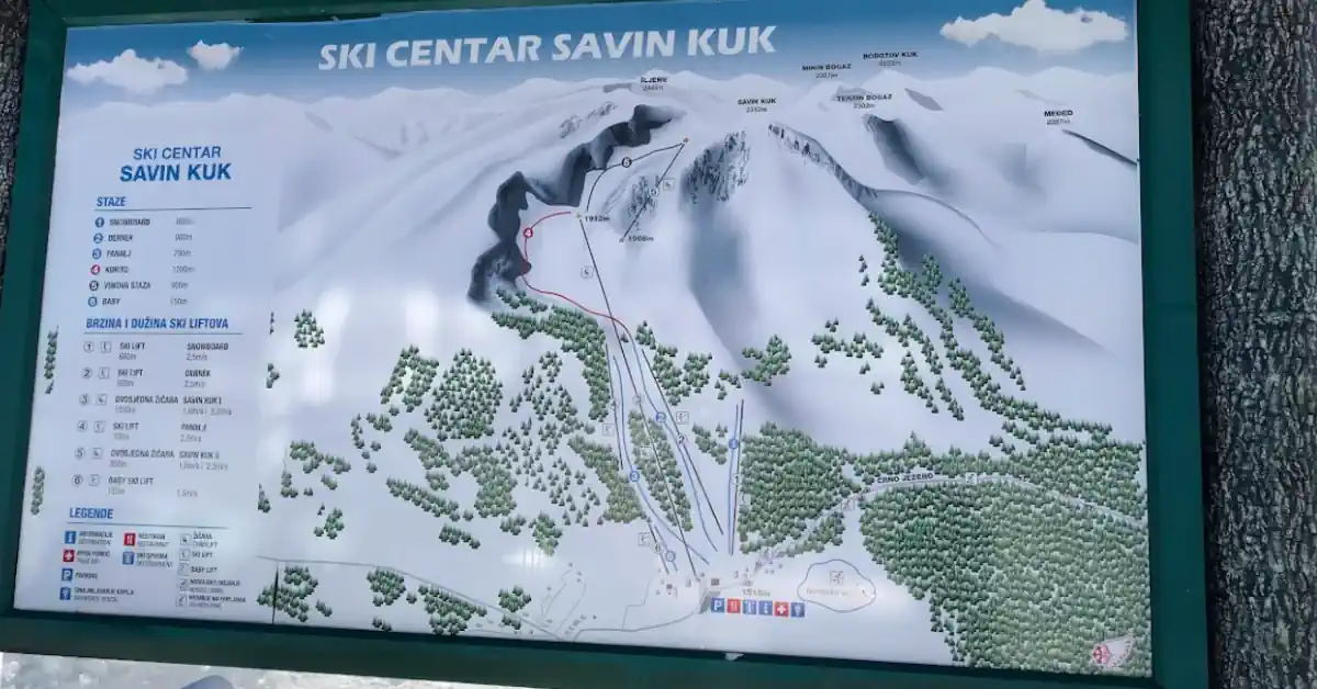 Skiing in Montenegro Savin Kuk Map